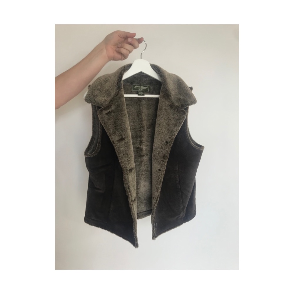 Eddie Bauer Leather and Faux Fur Vest